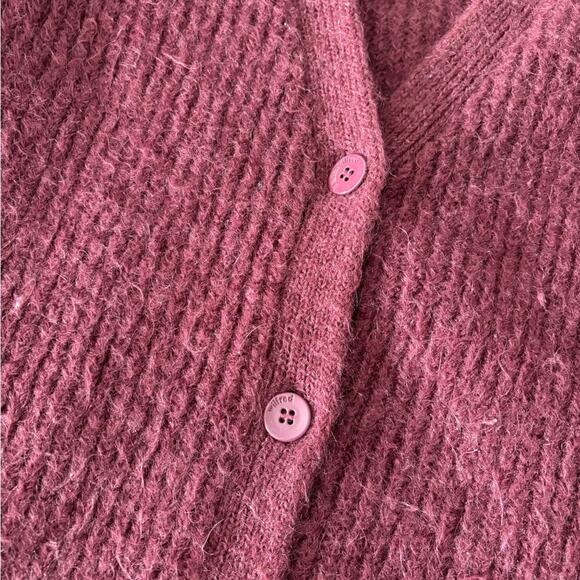 Wilfred Maroon Longline Button Front Mohair Wool Blend Cardigan XS - Picture 5 of 9